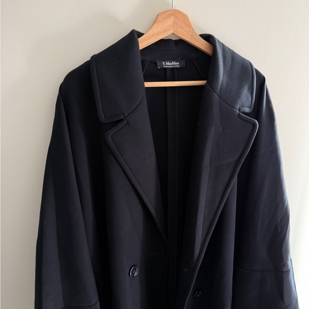 Max Mara Double-breasted jersey coat in navy - with box - Picture 2 of 13